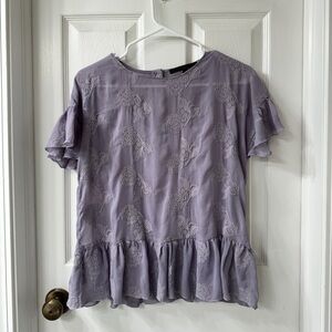 Lavender Ruffle Sleeve Top XS